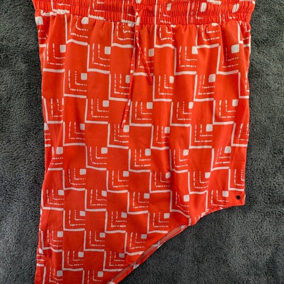 O’neill Women Orange White Skirt Asymmetric Small Drawstring Pull On Geometric - Picture 1 of 16